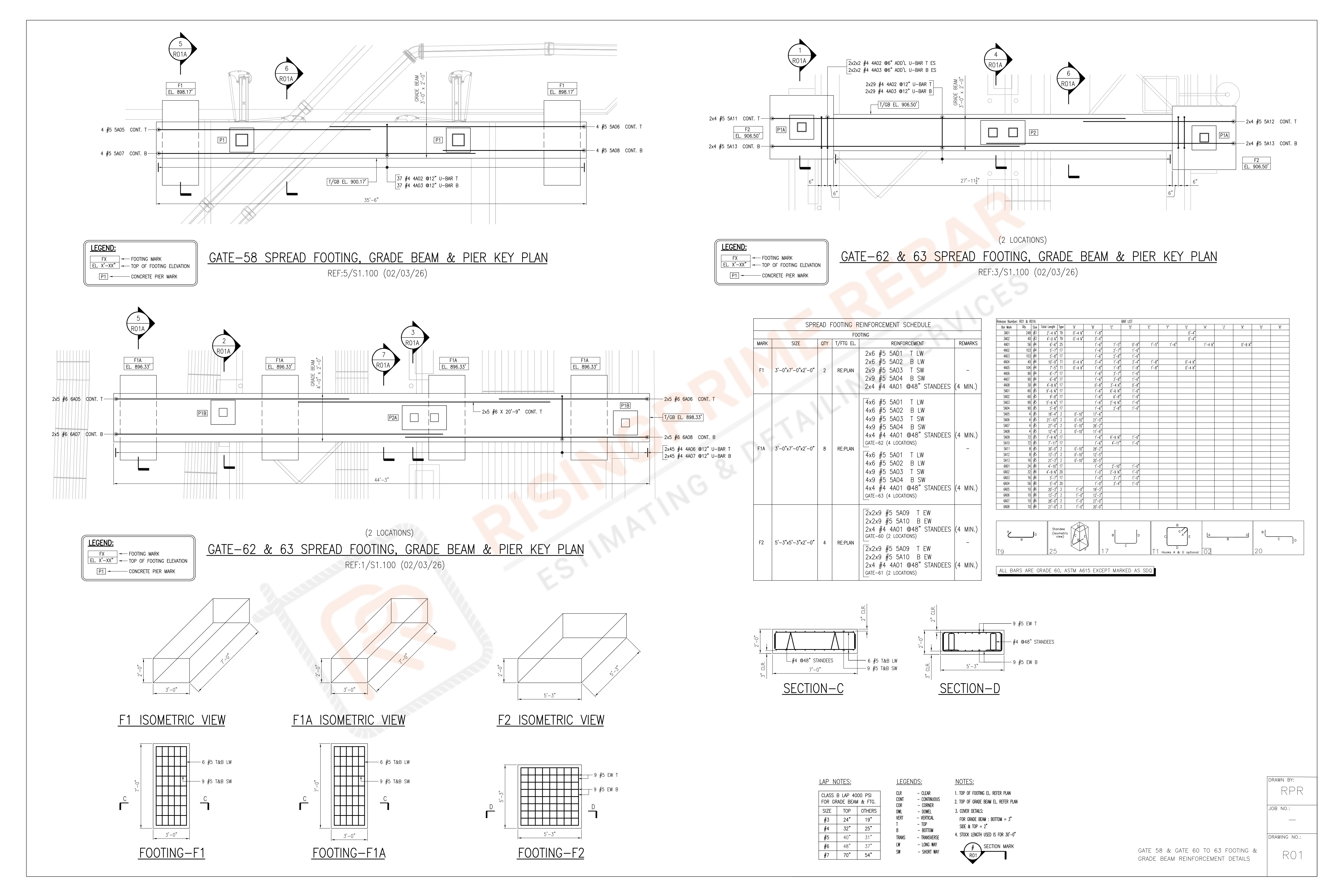 Footing Layout and Grade Beam Grid - Sheet 1